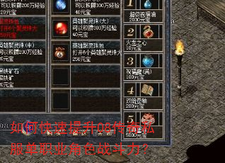 如何快速提升08传奇私服单职业角色战斗力? 如何快速提升08传奇私服单职业角色战斗力?