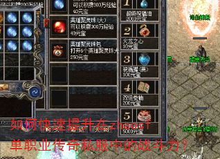 如何快速提升在zhaosf单职业传奇私服中的战斗力? 如何快速提升在zhaosf单职业传奇私服中的战斗力?
