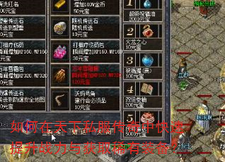 如何在天下私服传奇中快速提升战力与获取稀有装备? 如何在天下私服传奇中快速提升战力与获取稀有装备?